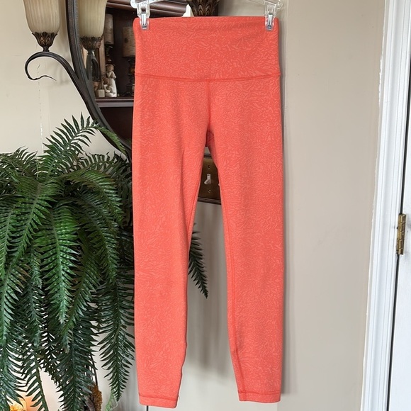 Lululemon Wunder Under Train High Rise Leggings Crunch Warm Coral Workout Tights - Picture 15 of 15